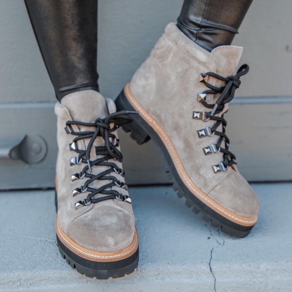 Marc Fisher Issy Taupe Brown Suede Lace Up Moro Boots, Worn Once! 7